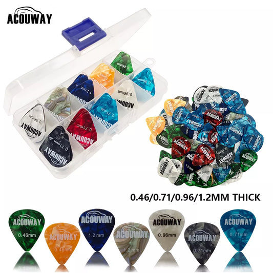 50 Pieces Celluloid Guitar Picks Mediator Thickness 0.46 /0.71/0.96/1.2 MM Electric Bass Pick Plectrum Guitar Accessories